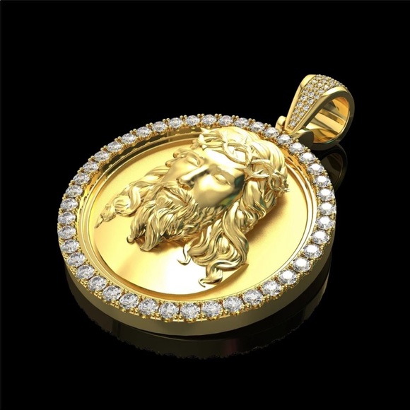 *NEW*Men cuban gold Jesus God face metal necklace - Picture 4 of 7